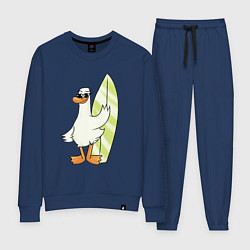 Костюм хлопковый женский Гусь серфингист в очках, цвет: тёмно-синий