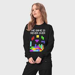 Костюм хлопковый женский Tetris - the game is never over, цвет: черный — фото 2