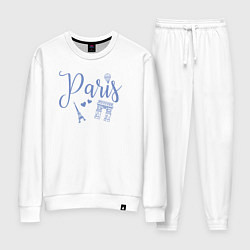 Костюм хлопковый женский Город Париж, цвет: белый