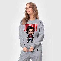 Костюм хлопковый женский Johnny Depp - cool dude - pop art, цвет: меланж — фото 2