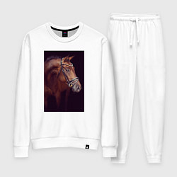 Костюм хлопковый женский Лошадь во всей красе, цвет: белый