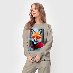 Костюм хлопковый женский Лисичка в модной куртке, цвет: миндальный — фото 2