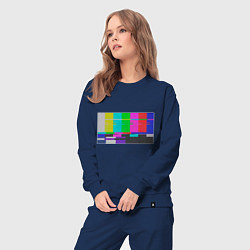 Костюм хлопковый женский Разноцветные полосы в телевизоре, цвет: тёмно-синий — фото 2