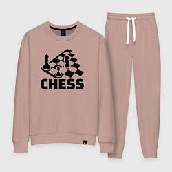 Костюм хлопковый женский Chess game, цвет: пыльно-розовый