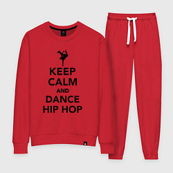 Костюм хлопковый женский Keep calm and dance hip hop, цвет: красный