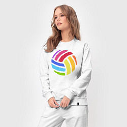 Костюм хлопковый женский Rainbow volleyball, цвет: белый — фото 2