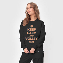 Костюм хлопковый женский Keep calm and volley on, цвет: черный — фото 2