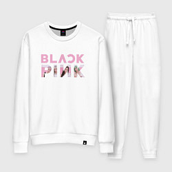 Костюм хлопковый женский Blackpink logo Jisoo Lisa Jennie Rose, цвет: белый