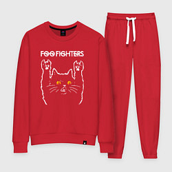 Костюм хлопковый женский Foo Fighters rock cat, цвет: красный