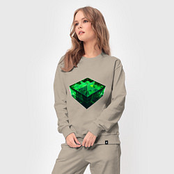 Костюм хлопковый женский Куб из зелёного кристалла, цвет: миндальный — фото 2