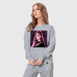 Костюм хлопковый женский Blackpink Jennie аниме рисунок, цвет: меланж — фото 2