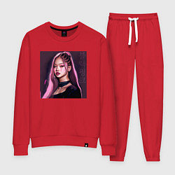 Костюм хлопковый женский Blackpink Jennie аниме рисунок, цвет: красный