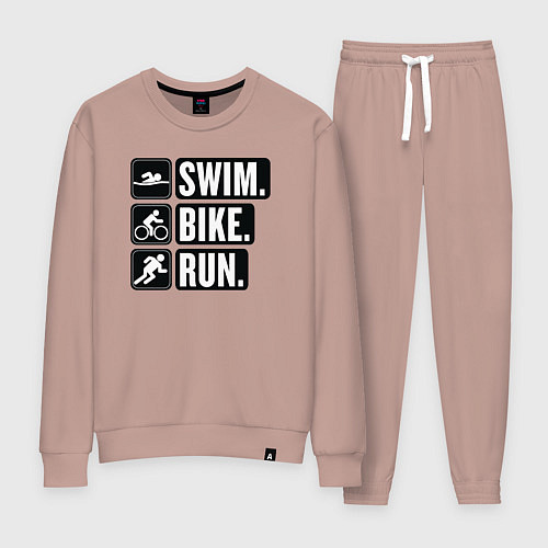 Женский костюм Swim bike run / Пыльно-розовый – фото 1