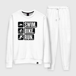 Костюм хлопковый женский Swim bike run, цвет: белый