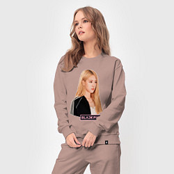 Костюм хлопковый женский Blackpink Rose music, цвет: пыльно-розовый — фото 2
