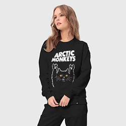 Костюм хлопковый женский Arctic Monkeys rock cat, цвет: черный — фото 2