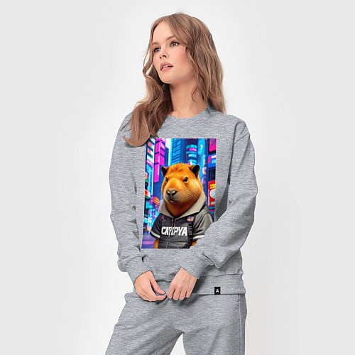 Женский костюм Cool capybara - urban style - neural network / Меланж – фото 3