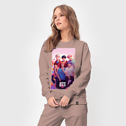 Костюм хлопковый женский BTS art anime style, цвет: пыльно-розовый — фото 2