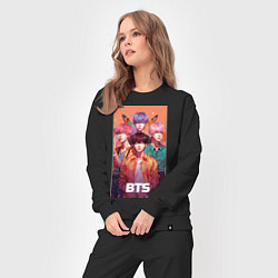 Костюм хлопковый женский BTS kpop anime, цвет: черный — фото 2