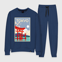 Костюм хлопковый женский Tokyo - japan, цвет: тёмно-синий