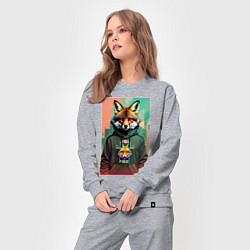 Костюм хлопковый женский Dude fox - urban style, цвет: меланж — фото 2