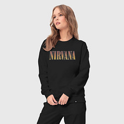 Костюм хлопковый женский Nirvana logo, цвет: черный — фото 2