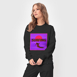 Костюм хлопковый женский Сёрфинг в стиле киберпанк, цвет: черный — фото 2