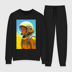 Костюм хлопковый женский Девушка-астронавт - нейросеть, цвет: черный
