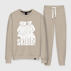 Костюм хлопковый женский Skibidi Toilet Cameraman and Speakerman, цвет: миндальный