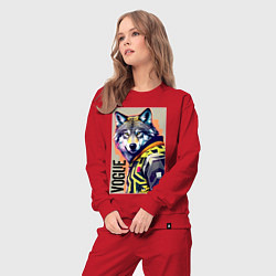 Костюм хлопковый женский Wolf fashionista - pop art, цвет: красный — фото 2