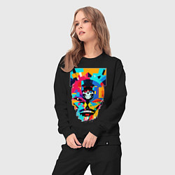 Костюм хлопковый женский Funny skull - pop art, цвет: черный — фото 2