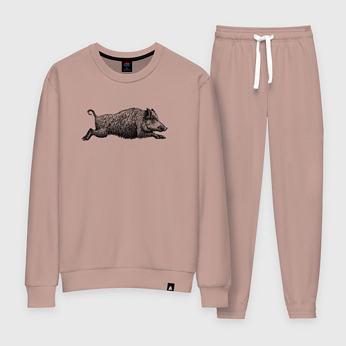 Женский костюм Кабан бежит / Пыльно-розовый – фото 1