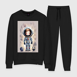 Костюм хлопковый женский Милый маленький космонавт - нейросеть, цвет: черный