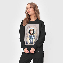 Костюм хлопковый женский Милый маленький космонавт - нейросеть, цвет: черный — фото 2