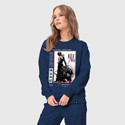 Костюм хлопковый женский Танджиро взрослый - Клинок демонов, цвет: тёмно-синий — фото 2