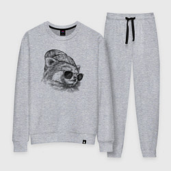 Костюм хлопковый женский Красная панда в шапке, цвет: меланж