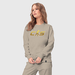 Костюм хлопковый женский CS 2 gold logo, цвет: миндальный — фото 2