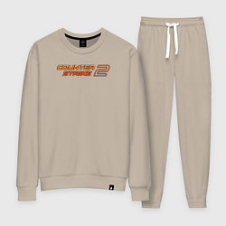 Костюм хлопковый женский Counter strike 2 orange logo, цвет: миндальный