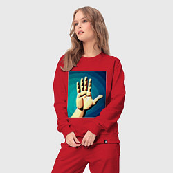Костюм хлопковый женский Приветствие рукой, цвет: красный — фото 2