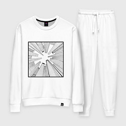 Костюм хлопковый женский Небоскребы: перспектива города снизу в стиле графи, цвет: белый