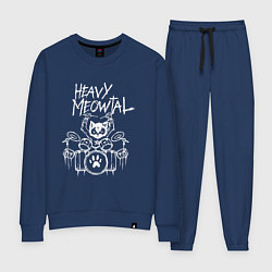 Костюм хлопковый женский Heavy Meowtal - кошачья музыка, цвет: тёмно-синий