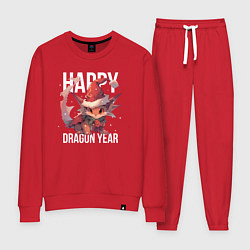 Костюм хлопковый женский Happy Dragon year, цвет: красный