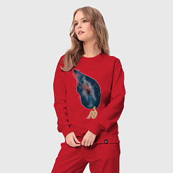 Костюм хлопковый женский Девушка космос в волосах, цвет: красный — фото 2