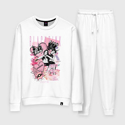 Костюм хлопковый женский Blackpink коллаж, цвет: белый