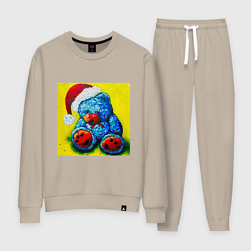 Женский костюм Плюшевый синий Санта мишка / Миндальный – фото 1