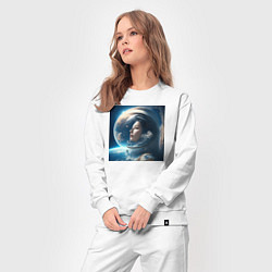 Костюм хлопковый женский Космическая девушка в космосе, цвет: белый — фото 2
