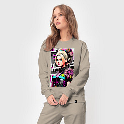 Костюм хлопковый женский Barbie - pop art stylization, цвет: миндальный — фото 2