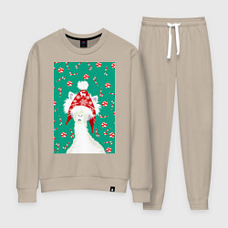 Женский костюм Лама - альпака в ушанке