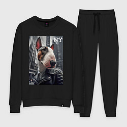 Женский костюм Dude bull terrier in New York - ai art