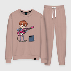 Костюм хлопковый женский Мальчик с гитарой, цвет: пыльно-розовый